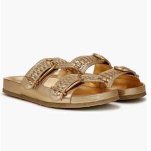 New Veronica Beard Paige woven gold Slide Size: 6